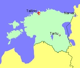 Map of Estonia showing location of airports