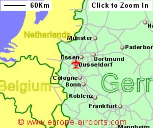 Map showing location of Dusseldorf airport, Germany