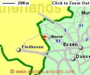 Detailed map showing location of Weeze airport, Germany