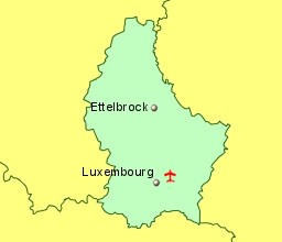 Map of Luxembourg showing location of airports