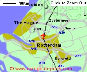 Detailed map showing location of Rotterdam The Hague airport, Netherlands