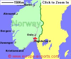 Map showing location of Rygge airport, Norway