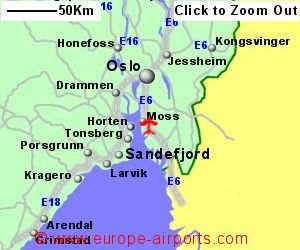 Detailed map showing location of Rygge airport, Norway