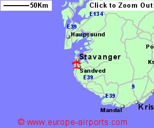 Detailed map showing location of Stavanger airport, Norway