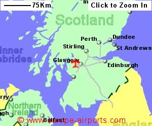 Map showing location of Glasgow airport, uk-and-ire