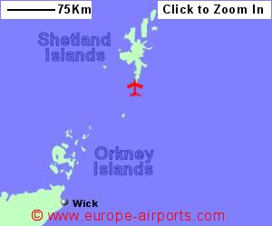 Map showing location of Shetland Islands airport, uk-and-ire