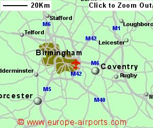 Detailed map showing location of Birmingham airport, uk-and-ire