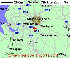 Detailed map showing location of Manchester airport, uk-and-ire