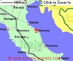 Map showing location of Ancona airport, Italy