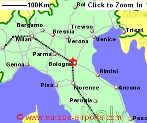 Map showing location of Bologna G. Marconi airport, Italy