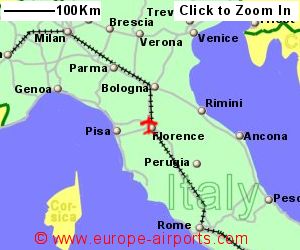 Map showing location of Florence airport, Italy