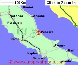 Map showing location of Abruzzo International airport, Italy