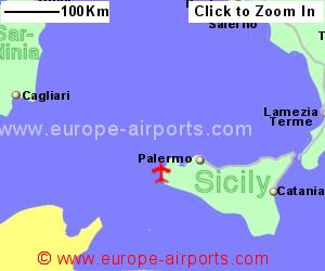 Map showing location of Trapani-Birgi airport, Italy