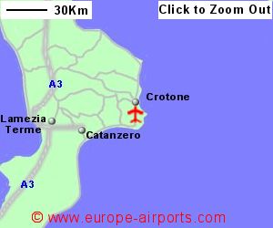 Detailed map showing location of Crotone airport, Italy