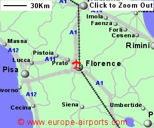 Detailed map showing location of Florence airport, Italy